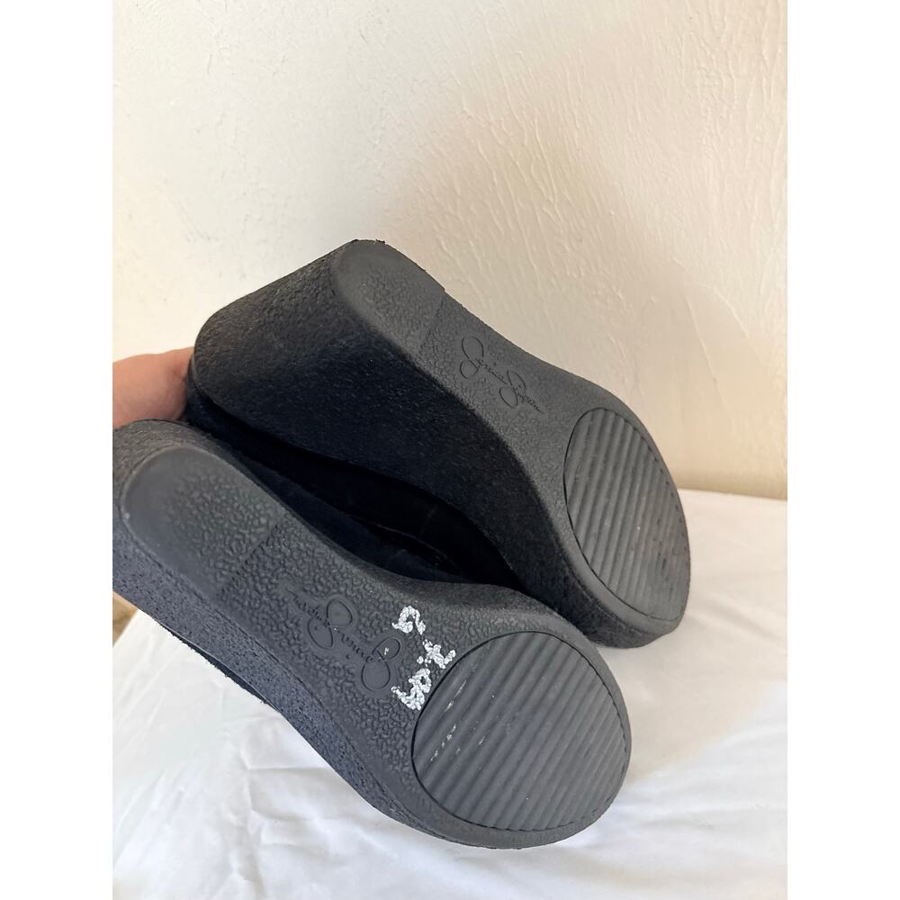 Jessica Simpson Black Suede Faux Fur Platform Wedge Shoes Women’s 8.5 9 - Picture 6 of 11